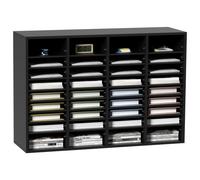 VEVOR Organisateur de Bureau en Bois 100x30,5x68 cm Trieur de Documents à 36 Compartiments Corbeille à Courrier Panneau Aggloméré Étagère Amovible Classeur pour Rangement Fichiers Magazines École Noir