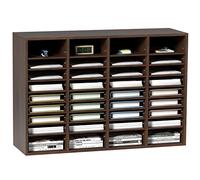 VEVOR Organisateur de Bureau en Bois 100x30,5x68 cm Trieur de Documents à 36 Compartiments Corbeille à Courrier Panneau Aggloméré Étagère Amovible Classeur pour Rangement Fichiers Magazines École Brun