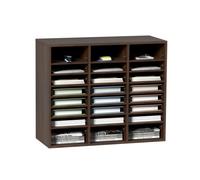 VEVOR Organisateur de Bureau en Bois 74x30,5x62 cm Trieur de Documents à 24 Compartiments Corbeille à Courrier Panneau Aggloméré Étagère Amovible Classeur pour Rangement Fichiers Magazines École Brun