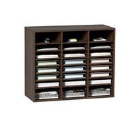 VEVOR Organisateur de Bureau en Bois 74x30,5x62 cm Trieur de Documents à 24 Compartiments Corbeille à Courrier Panneau Aggloméré Étagère Amovible Classeur pour Rangement Fichiers Magazines École Brun