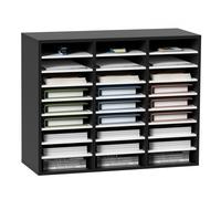 VEVOR Organisateur de Bureau en Bois 80x30,5x63 cm, Trieur de Fichiers à 27 Compartiments, Meuble à Courrier en MDF, Étagères Amovibles, Classeur pour Papiers Magazines Bureau École, Noir et Blanc
