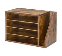 VEVOR Organisateur de Bureau en Bois, Trieur à 4 Cases avec Étagères Amovibles, pour Fichiers Documents Magazines École, Casier à Courrier avec Rangement Vertical Latéral, Classeur de Table Marron