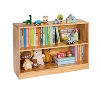 VEVOR Organisateur de jouets 900 mm, bibliothèque pour enfants à 2 niveaux, meuble de rangement à 2 compartiments, mobilier de garderie pour chambre, crèche, salon, entrée, école maternelle, marron