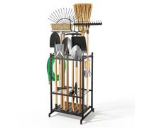 VEVOR Organisateur d'Outils de Jardin 35 Emplacements avec Crochets, Porte-Outils de Garage en Acier Q235 sur Pied pour Râteaux, Pelles et Balais à Long Manche, pour Abri de Jardin et Extérieur, Noir