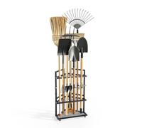 VEVOR Organisateur d'Outils de Jardin pour Coin, 17 Emplacements, en Acier | Porte-Outils de Garage pour Râteaux, Pelles et Balais, Support pour Abri de Jardin, Extérieur et Pelouse, avec Crochets, Noir
