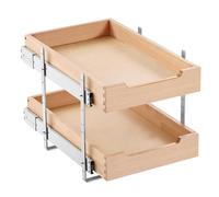 VEVOR Organiseur d'armoire coulissant à 2 niveaux, tiroir coulissant cuisine réglable en bois, 315 x 533 mm, étagère coulissante robuste à fermeture douce, pour cuisine, garde-manger, salle de bain