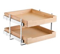 VEVOR Organiseur d'armoire coulissant à 2 niveaux, tiroir coulissant cuisine réglable en bois, étagère coulissante robuste à fermeture douce, pour cuisine, garde-manger, salle de bain, 470 x 533 mm