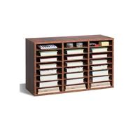 VEVOR Organiseur de littérature 24 compartiments, boîte aux lettres de bureau en bois, panneau de particules, avec étagères amovibles, trieur de fichiers pour dossiers, document, papiers, marron foncé