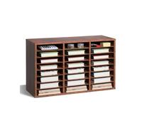 VEVOR Organiseur de littérature 24 compartiments, boîte aux lettres de bureau en bois, panneau de particules, avec étagères amovibles, trieur de fichiers pour dossiers, document, papiers, marron foncé