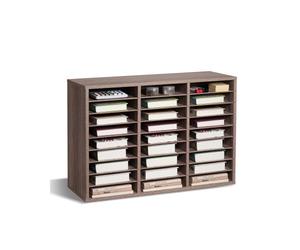 VEVOR Organiseur de littérature, 27 compartiments, boîte aux lettres de bureau en bois, panneau de particules, avec étagères amovibles, trieur de fichiers pour dossiers, document, papiers, noir-gris