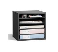 VEVOR Organiseur de littérature avec 5 compartiments, boîte aux lettres de bureau en bois, panneau de particules, avec étagères amovibles, trieur de fichiers pour dossiers, documents, papiers, gris
