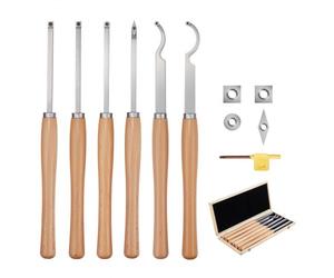 VEVOR Outils Tournage pour Tour à Bois, 6 PCS, Ciseaux à Bois avec Fraises en Carbure Ronds et Carrés Diamantés, Coffret de Rangement, Manche Confortable pour Travail de Détail, Débutant, Amateur, Pro