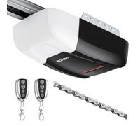 VEVOR Ouvre-Porte de Garage 1000 N, Motorisation Porte de Garage à Chaîne | pour Garage Résidentiel, Rail en 4 Sections, Éclairage LED, 2 Télécommandes, Commande à une Touche en Voiture, Noir et Blanc