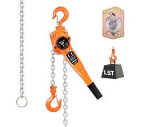 VEVOR Palan à Chaîne à Levier Manuel, Charge 1,5 t, avec Chaîne en Acier Allié G80 6 m, Frein Mécanique à Double Cliquet, Crochets Rotatifs 360°, pour Entrepôts, Chantiers de Construction, Garages