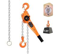 VEVOR Palan à Chaîne à Levier Manuel, Charge 1,5 t, avec Chaîne en Acier Allié G80 6 m, Frein Mécanique à Double Cliquet, Crochets Rotatifs 360°, pour Entrepôts, Chantiers de Construction, Garages