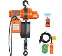 VEVOR Palan électrique à chaîne, 998 kg, grue monophasé avec chaîne, 1000 W, hauteur de levage max 6 m, télécommande sans fil de 100 m et télécommande filaire de 4,5 m pour garage, atelier et maison