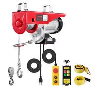 VEVOR Palan Électrique, Charge Double Câble 1000 kg, Télécommande Filaire 4,2 m et Sans Fil 100 m, Hauteur Levage Câble Simple 12 m, Élingue Simple Double, Arrêt Urgence, pour Garage, Entrepôt, Usine