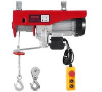 VEVOR Palan Électrique, Charge Double Câble 1200 kg, Télécommande Filaire 4,2 m, Hauteur Levage Câble Simple 12 m, Élingue Simple Double, Arrêt d'Urgence, Palan Élévateur pour Garage, Entrepôt, Usine