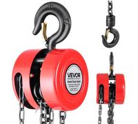 VEVOR Palan Manuel à Chaîne, Capacité Charge 1 T, Hauteur de Levage 2,44 m, avec Crochet Robuste, Chaîne G70, Frein Sécurité Mécanique, Levage de Marchandise pour Garages, Chantiers, Entrepôts, Rouge