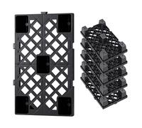VEVOR Palettes en Plastique Emboîtables Lot de 6, Palettes de Sol Empilables, avec Grille Respirante et Pieds de Support, Résistantes à l'Humidité, pour Sous-Sol Garage Entrepôt, 500x305x100 mm, Noir