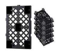 VEVOR Palettes en Plastique Emboîtables Lot de 6, Palettes de Sol Empilables, avec Grille Respirante et Pieds de Support, Résistantes à l'Humidité, pour Sous-Sol Garage Entrepôt, 500x305x100 mm, Noir
