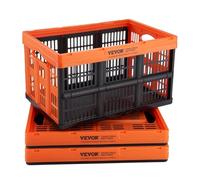 VEVOR Panier de Rangement Plastique Pliable 3PCS Caisse de Rangement Empilable Capacité d'1 Panier 45 L avec Poignées Grands Bacs Robustes de Stockage pour Vêtements Jouets Livres Accessoires Épicerie