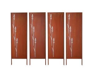 VEVOR Panneau Brise Vue Extérieur Métal 50x160 cm Paravent Extérieur Décoratif Autoportant, Écran d'Intimité, Séparation de Jardin, Acier au Carbone, Piquets de Sol, Motifs Naturels Ajourés, Lot de 4