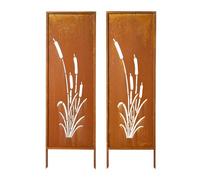 VEVOR Panneau Brise Vue Extérieur Métal 50x160 cm Paravent Extérieur Décoratif Autoportant, Séparation de Jardin, Écran d'Intimité, Acier au Carbone, Piquets de Sol, Motifs Naturels Ajourés, Lot de 2