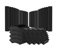 VEVOR Panneau Mousse Acoustique Lot de 4 Panneaux Muraux Insonorisants Adhésifs 42x16x30 cm Haute Densité Absorbants le Son pour Murs et Plafonds de Studio, Maison, Bureau, Noir
