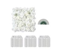 VEVOR Panneau Mural Décoratif Floral, 24 PCS, Mur à Fleurs Artificielles 3D, 38x38 cm, Conception Sans Couture Installation Facile pour Mariage, Saint-Valentin, Fête Prénatale, Décoration Fond, Blanc