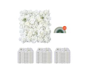 VEVOR Panneau Mural Décoratif Floral, 24 PCS, Mur à Fleurs Artificielles 3D, 38x38 cm, Conception Sans Couture Installation Facile pour Mariage, Saint-Valentin, Fête Prénatale, Décoration Fond, Blanc