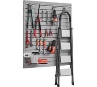 VEVOR Panneau à Lattes Mural Garage, 1230 x 1235 mm, Panneau Rangement Outils en PVC avec Conception Modulaire, Porte-outils Muraux pour Affichage, Organisation, Stockage, Atelier, Artisanal, Gris