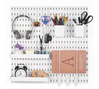 VEVOR Panneau perforé mural 280×280 mm – Kit 4 panneaux en plastique blanc, accessoires