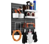VEVOR Panneau Perforé Mural 280x280 mm Organiseur Garage en Plastique avec 4 Panneaux Perforés, Accessoires, Kit Rangement d'Outils pour Bureau, Salle d'Artisanat, Maison, Entrepôt, Magasin, Noir