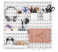 VEVOR Panneau Perforé Mural 280x280 mm Organiseur Garage en Plastique avec 4 Panneaux Perforés, Accessoires, Kit Rangement d'Outils pour Bureau, Salle d'Artisanat, Maison, Entrepôt, Magasin, Blanc