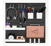 VEVOR Panneau Perforé Mural Organiseur Garage Plastique 4PCS 280x280 mm Noir