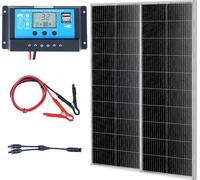 VEVOR Panneau solaire 200W Kit de 2 panneaux solaires monocristallins 12V plus régulateur de charge 16,66A Taux de conversion du système solaire de 23% Compatible avec les batteries AGM, GEL, FLD, LI