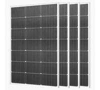 VEVOR Panneau Solaire Monocristallin 100 W Panneau Photovoltaïque 4 PCS Haut Rendement 23 % pour Hors Réseau Toit Plat Voiture Bateau Camping-car, avec Sortie MC4 Stable, Cadre Aluminium, Étanche IP65