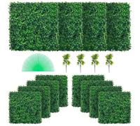 VEVOR Panneaux de Buis Artificiels 20X20pouce Haie Artificielle Réaliste 12pcs Protection UV Panneaux Muraux de Haie de Buis Construction Solide Frais Faux Feuillage Toile de Fond Décoration Murale