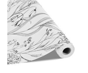 VEVOR Papier Peint Adhésif Mural, 45 cm x 10 m, Rouleau Papier Peint Autocollant Vinyle, Motif Floral Botanique Blanc, Imperméable, pour Revêtement Mural, dans Chambre, Cuisine, Salle de Bain, Bureau