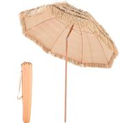 VEVOR Parasol de paille Hawaii, 2,44 m parasol de paille inclinable, parasol de plage avec paille PP & 8 baleines métalliques, parasol de jardin, parasol de marché, parasol de terrasse pour la plage,