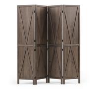 VEVOR Paravent Intérieur en Bois 4 Panneaux Hauteur 1702 mm Motif en X Brun, Séparateur de Pièce Pliable avec Charnières Bidirectionnelles à 360°, Cloison de Séparation pour Décoration Chambre Salon