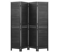 VEVOR Paravent Intérieur en Bois 4 Panneaux Persienne Hauteur 1702 mm Noir, Séparateur de Pièce Pliable avec Charnières Bidirectionnelles à 360°, Cloison de Séparation pour Décoration Chambre Salon