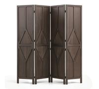 VEVOR Paravent Intérieur en Bois Brun 4 Panneaux Motif en Y Hauteur 1702mm, Séparateur de Pièce Pliable avec Charnières Bidirectionnelles à 360°, Cloison de Séparation pour Décoration Chambre Salon