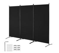 VEVOR Paravent Multifonctionnel à 3 Panneaux, Cloison de Séparation Autoportant 260x184 cm, Séparateur de Pièces Intérieur, Brise-Vue pour Confidentialité, Bureau, Chambre à Coucher, Salon, Noir