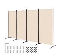 VEVOR Paravent Multifonctionnel à 4 Panneaux, Cloison de Séparation Autoportant 346,4 x 184 cm, Séparateur de Pièces Intérieur Pliable, Brise-vue pour Confidentialité, Bureau, Chambre, Salon Beige