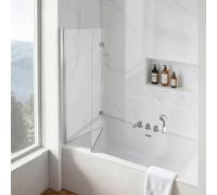 VEVOR Pare Baignoire Pliant 1200x1400 mm Paroi de Douche à 2 Volets Argent, Verre Trempé 6 mm, Traitement Nano Facile à Nettoyer, Pliage à 180°, Joint d'Étanchéité Réglable, Salle de Bains Domestique
