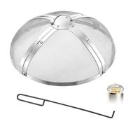 VEVOR Pare-Étincelles pour Brasero 48,3 cm, Couvercle Rond Pare-Étincelles | pour Jardin, Terrasse et Camping, en Maille d'Acier Inoxydable, avec Poignée et Tisonnier, Résistant aux Hautes Températures