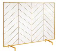 VEVOR Pare-feu de Cheminée 1 Panneau Grille de Protection de Cheminée Fer 98x75,8 cm Robuste avec Porte Pare-étincelles Autoportant Installation Simple pour Salon Décoration d'Intérieur Moderne, Doré
