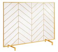 VEVOR Pare-feu de Cheminée 1 Panneau Grille de Protection de Cheminée Fer 98x75,8 cm Robuste avec Porte Pare-étincelles Autoportant Installation Simple pour Salon Décoration d'Intérieur Moderne, Doré
